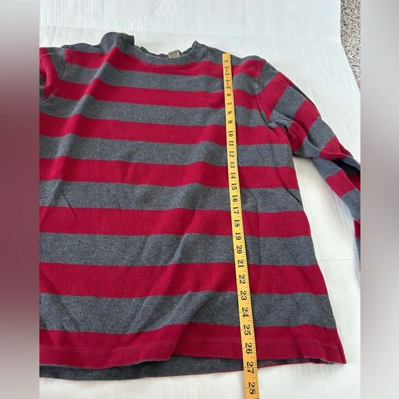 LL Bean mens Red Gray Striped Waffle Knit Long Sleeve Shirt Size XL - Picture 5 of 5